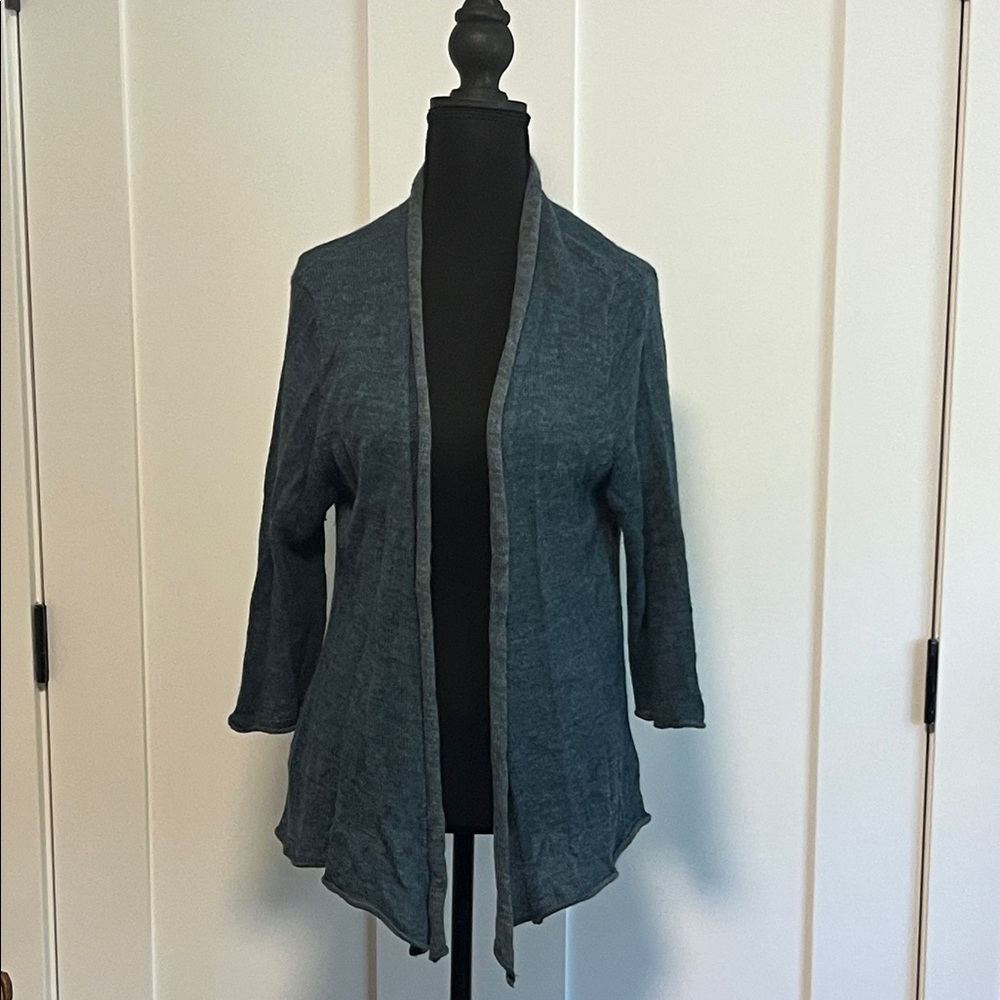 Eileen Fisher Women's Large Blue Open Front Cardigan